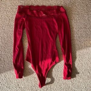 Abercrombie Red Long Sleeve Bodysuit